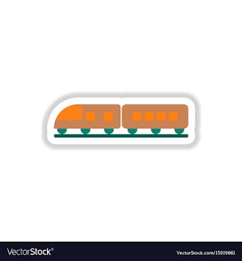 Paper sticker on white background train vector image