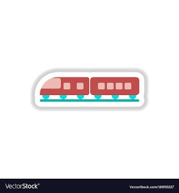Paper sticker on white background train vector image