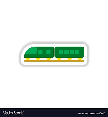 Paper sticker on white background train vector image