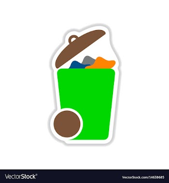 Paper sticker on white background trash can vector image