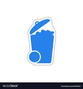 Paper sticker on white background trash can vector image