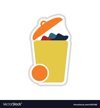 Paper sticker on white background trash can vector image