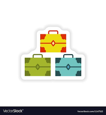 Paper sticker on white background treasure chests vector image