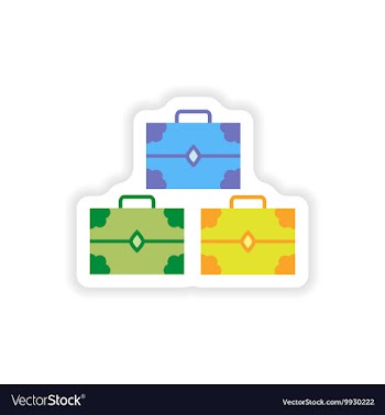 Paper sticker on white background treasure chests vector image