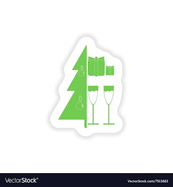 Paper sticker on white background Tree glasses vector image