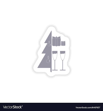 Paper sticker on white background Tree glasses vector image