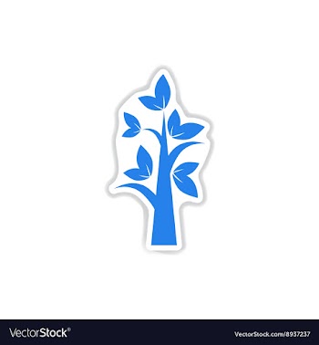 Paper sticker on white background tree vector image
