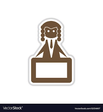 Paper sticker on white background tribune judge vector image