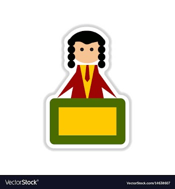 Paper sticker on white background tribune judge vector image