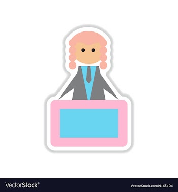 Paper sticker on white background tribune judge vector image