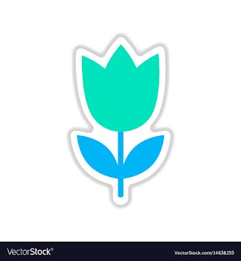 Paper sticker on white background tulip blooms vector image