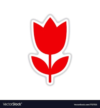 Paper sticker on white background tulip blooms vector image