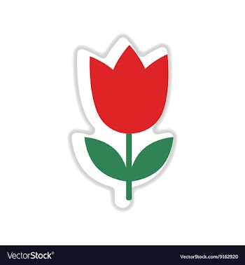 Paper sticker on white background tulip blooms vector image