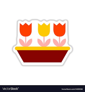 Paper sticker on white background tulips vector image