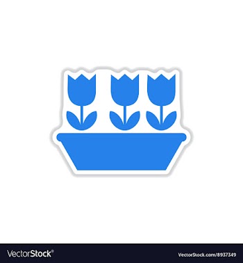 Paper sticker on white background tulips vector image