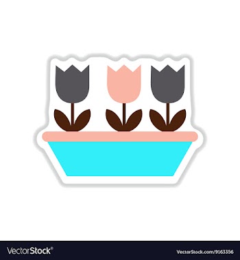 Paper sticker on white background tulips vector image