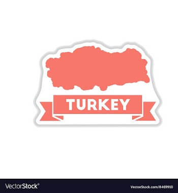 Paper sticker on white background Turkey map vector image