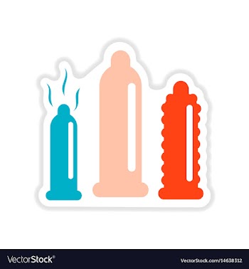 Paper sticker on white background types of condoms vector image
