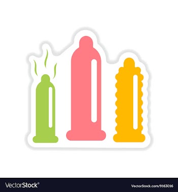 Paper sticker on white background types of condoms vector image