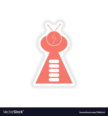 Paper sticker on white background ufo ship vector image