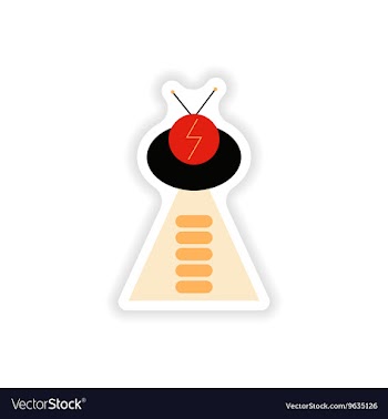 Paper sticker on white background ufo ship vector image
