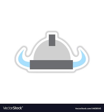 Paper sticker on white background viking hat vector image