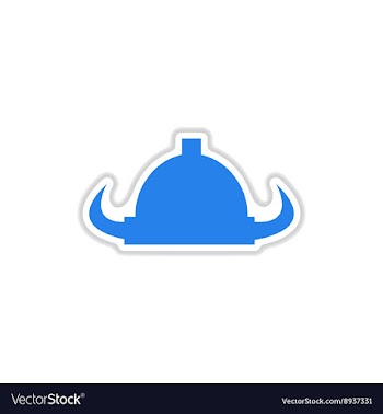 Paper sticker on white background Viking hat vector image