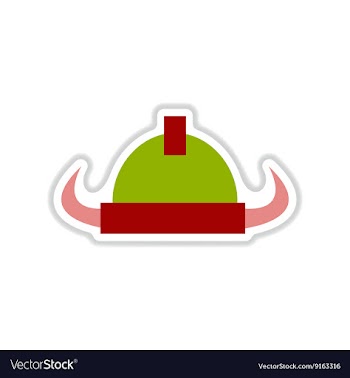 Paper sticker on white background Viking hat vector image