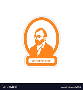 Paper sticker on white background Vincent Van Gogh vector image