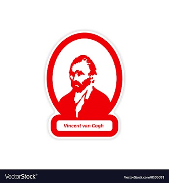Paper sticker on white background Vincent Van Gogh vector image