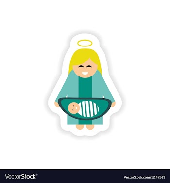 Paper sticker on white background Virgin Mary and vector image
