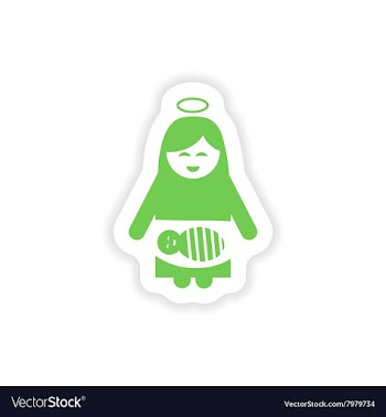 Paper sticker on white background Virgin Mary and vector image