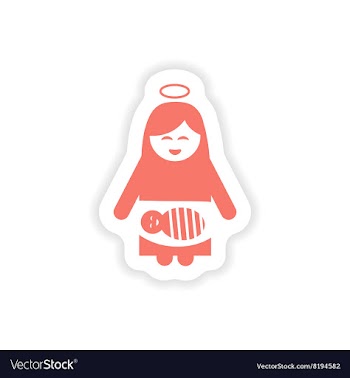 Paper sticker on white background Virgin Mary and vector image