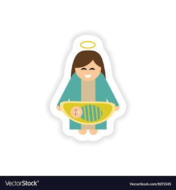 Paper sticker on white background Virgin Mary and vector image