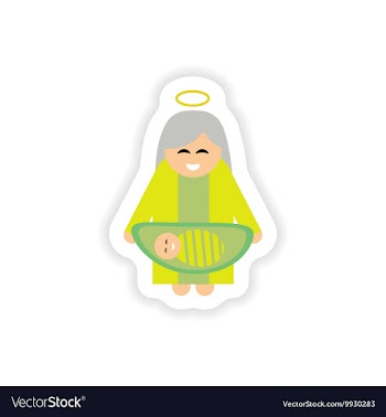 Paper sticker on white background Virgin Mary and vector image