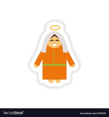 Paper sticker on white background Virgin Mary vector image