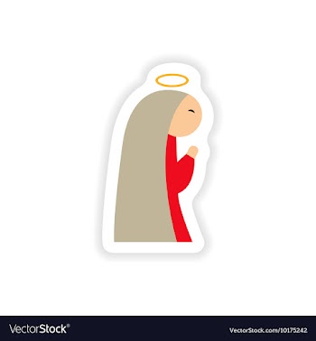 Paper sticker on white background Virgin Mary vector image