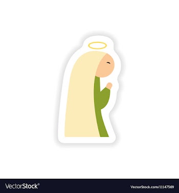 Paper sticker on white background Virgin Mary vector image