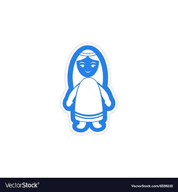 Paper sticker on white background virgin Mary vector image