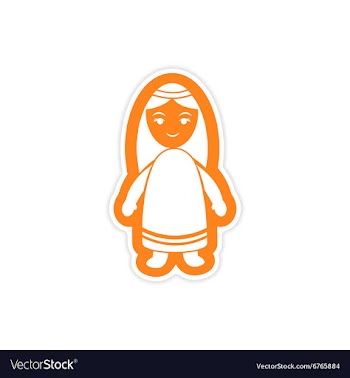 Paper sticker on white background virgin Mary vector image
