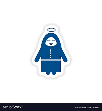 Paper sticker on white background Virgin Mary vector image