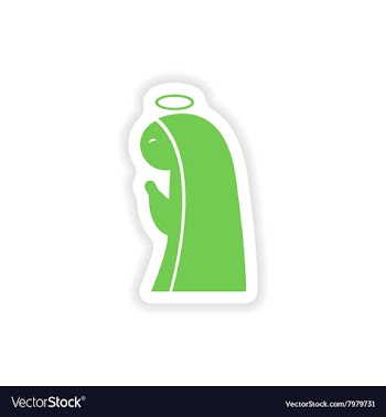 Paper sticker on white background Virgin Mary vector image