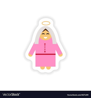Paper sticker on white background Virgin Mary vector image