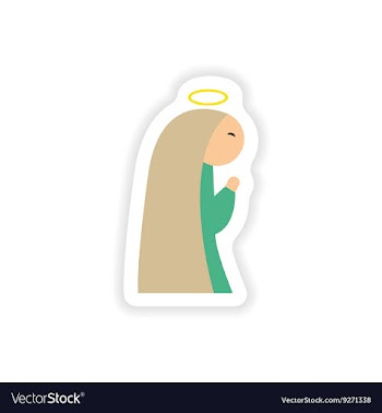 Paper sticker on white background Virgin Mary vector image