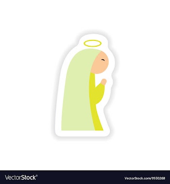 Paper sticker on white background Virgin Mary vector image