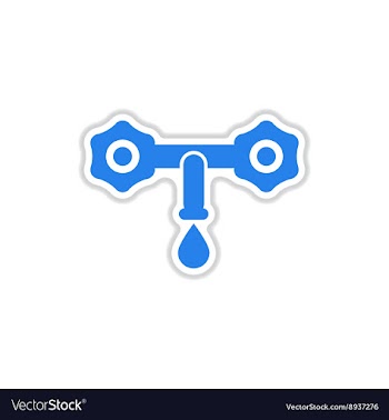 Paper sticker on white background water faucet vector image