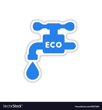 Paper sticker on white background water faucet vector image