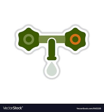 Paper sticker on white background water faucet vector image
