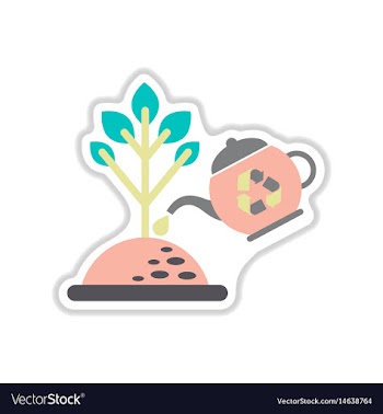 Paper sticker on white background watering trees vector image
