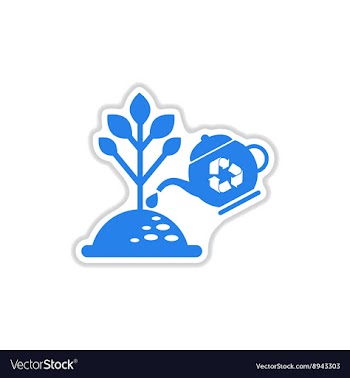 Paper sticker on white background watering trees vector image